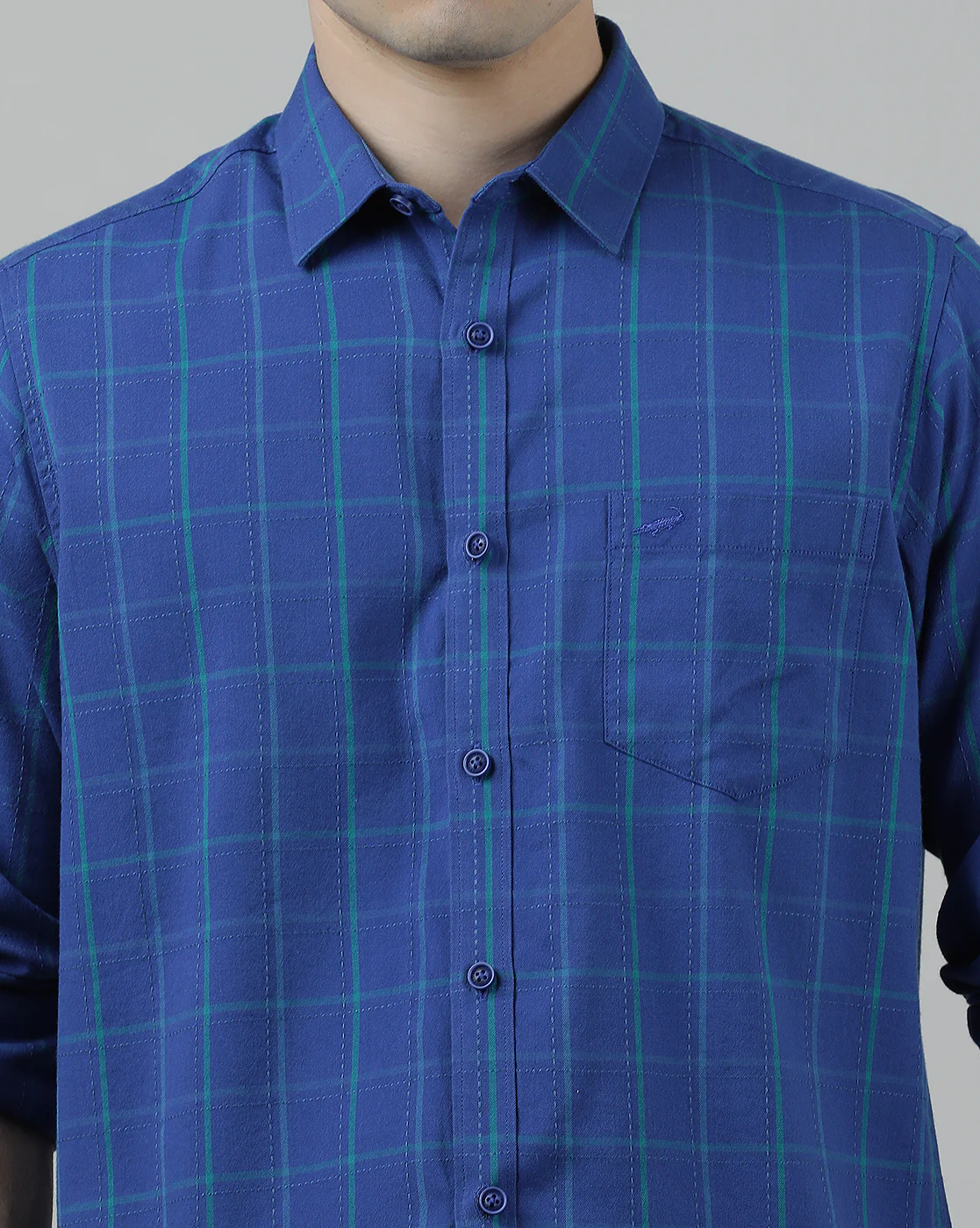 Royal Blue Checked Full Sleeve Shirt