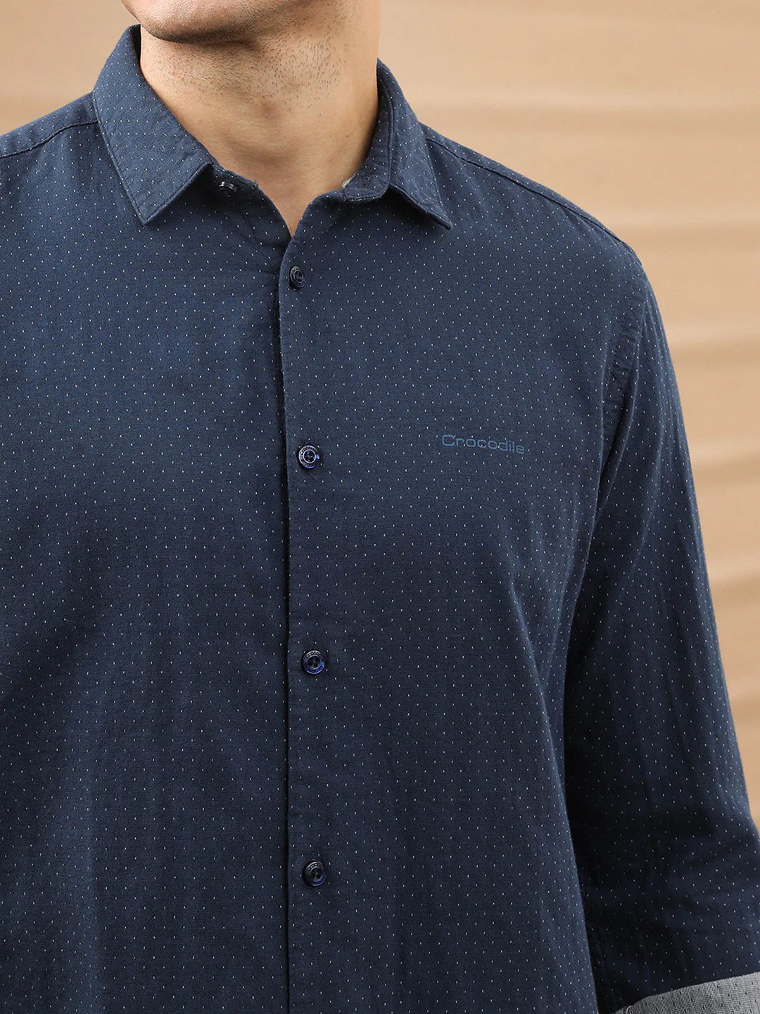 Printed Casual Full Sleeve 100% Cotton Navy Shirt