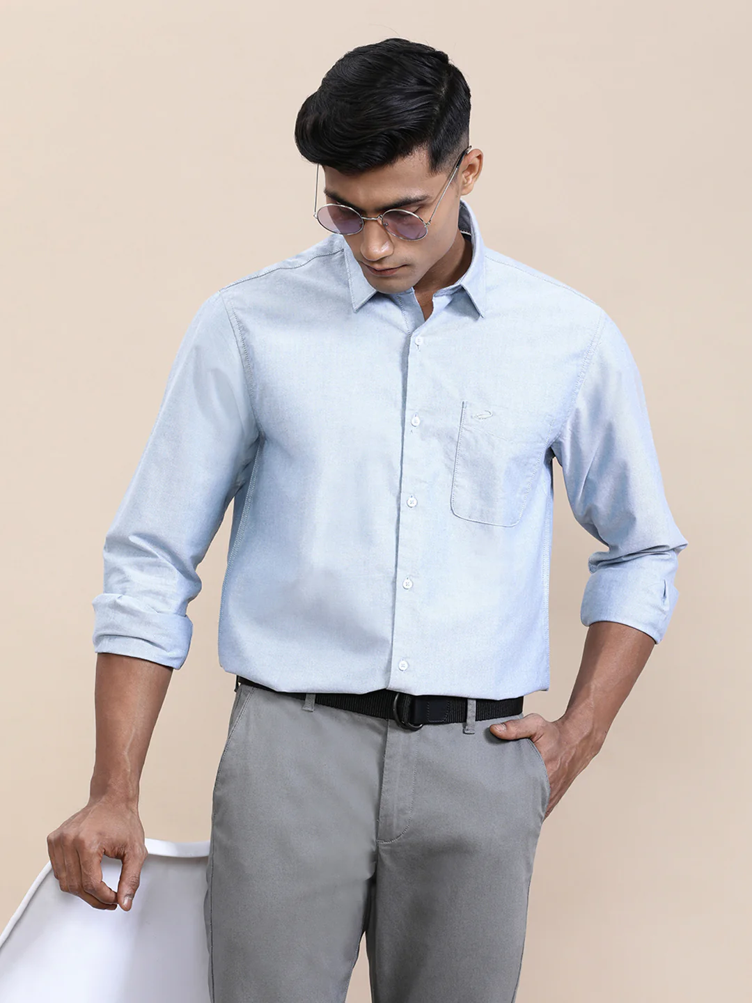 Premium Perma-Finish Oxford Full Sleeve Shirt Blue