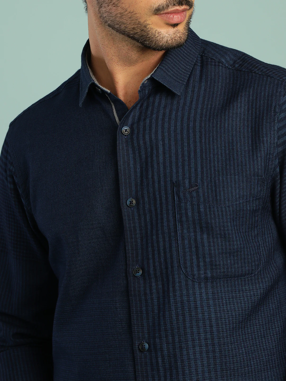 Checked Navy Full Sleeve Casual 100% Cotton Shirt
