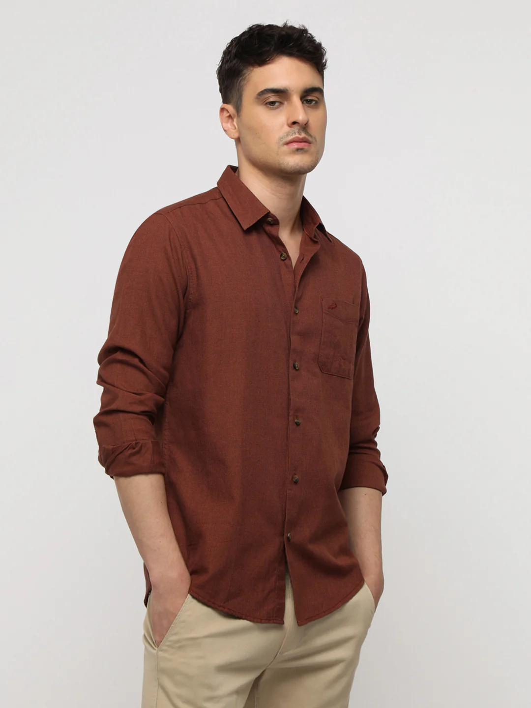 Dual Tone Rust Permium Textured Shirt