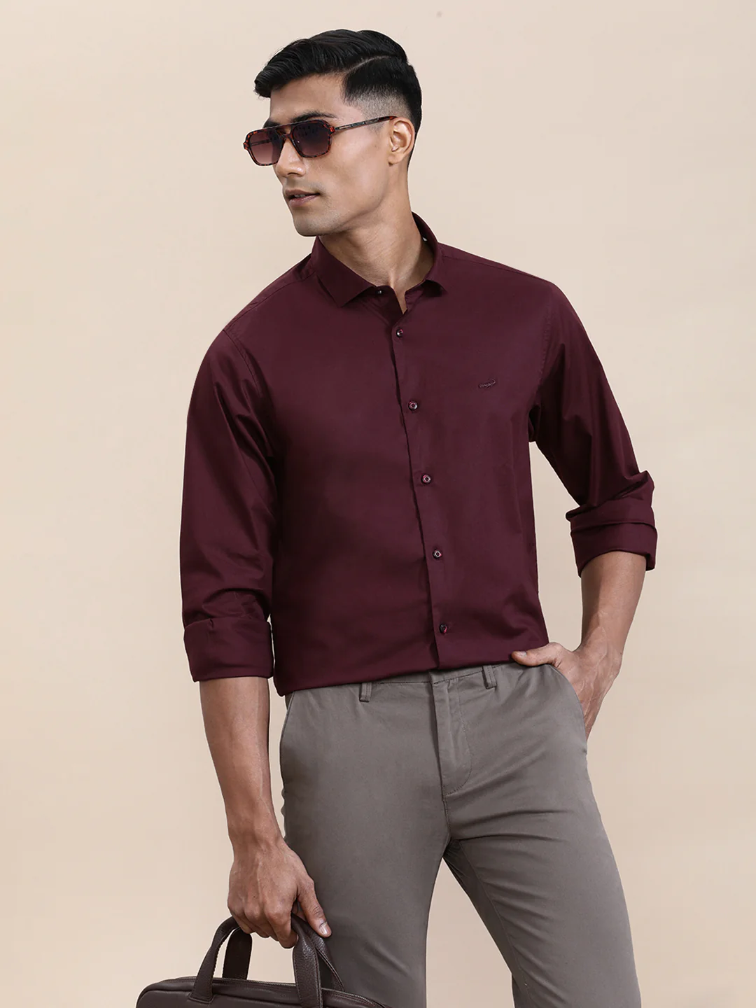 Mercerized Stretch Full Sleeve Shirt Red