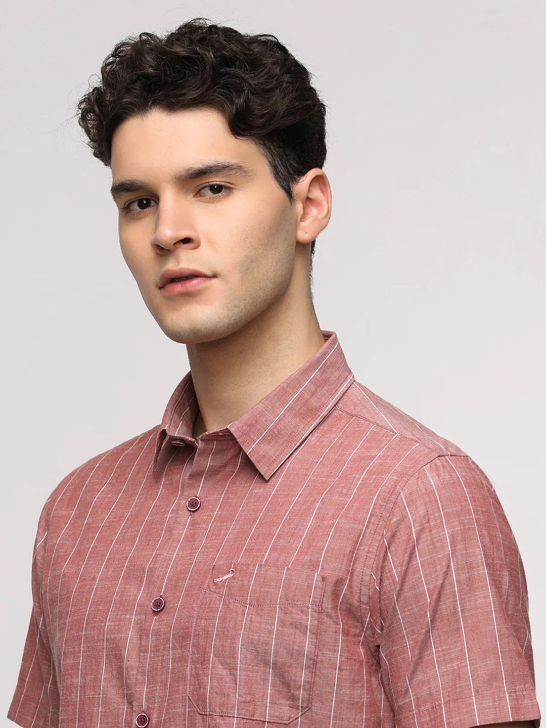 Red Textured Stripe Shirt