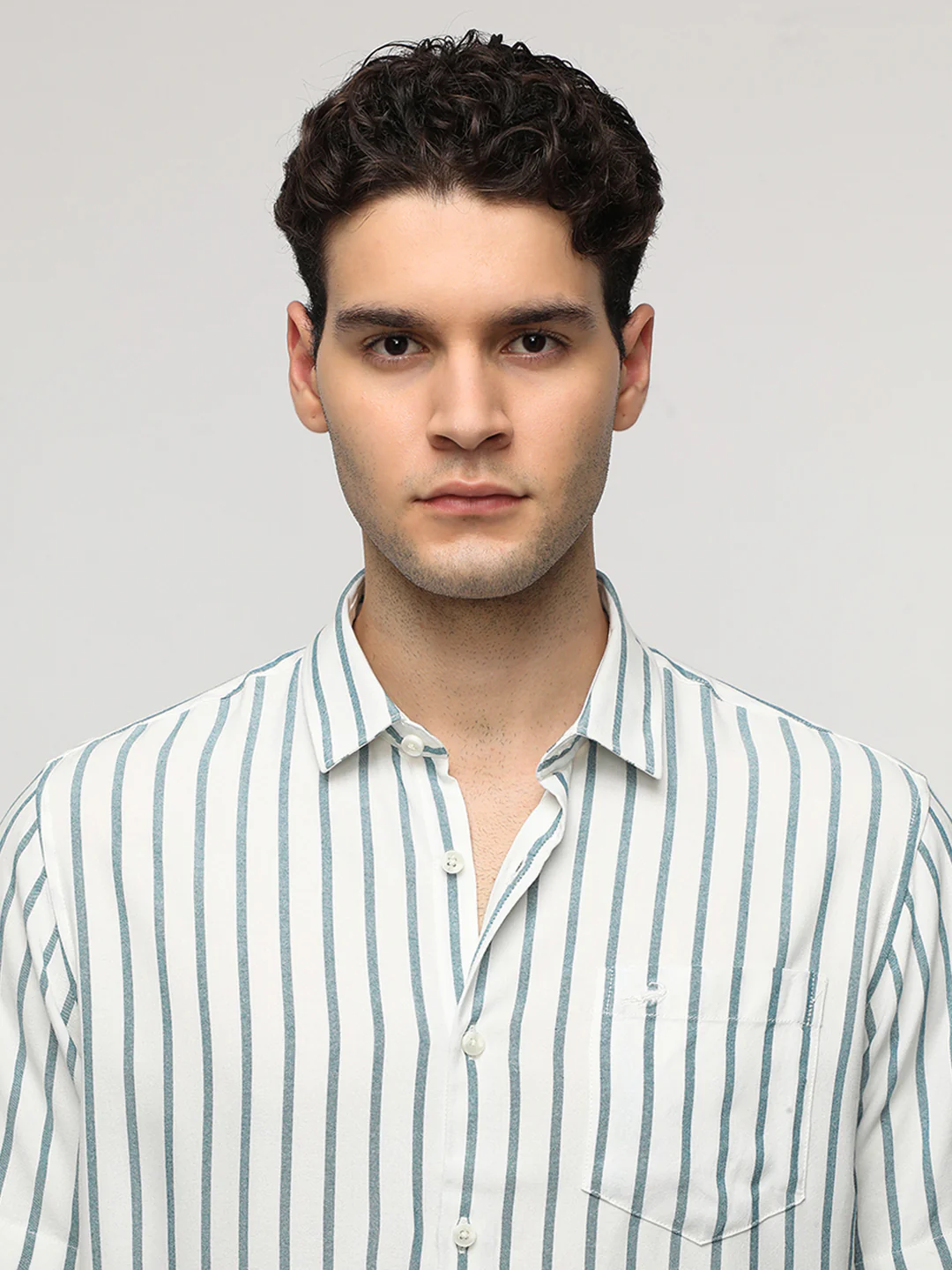 Teal Stripe Fluid Shirt