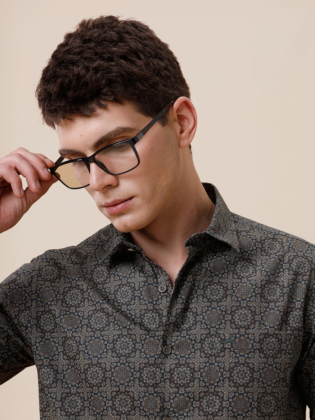 Cotton Green Printed Shirt