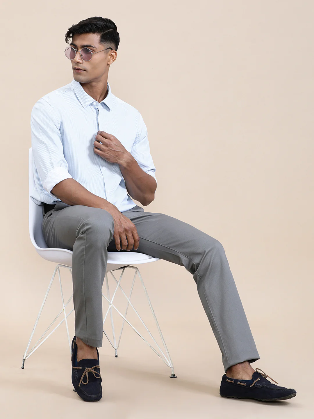 Luxury Soft Blue Stripe Fluid Shirt