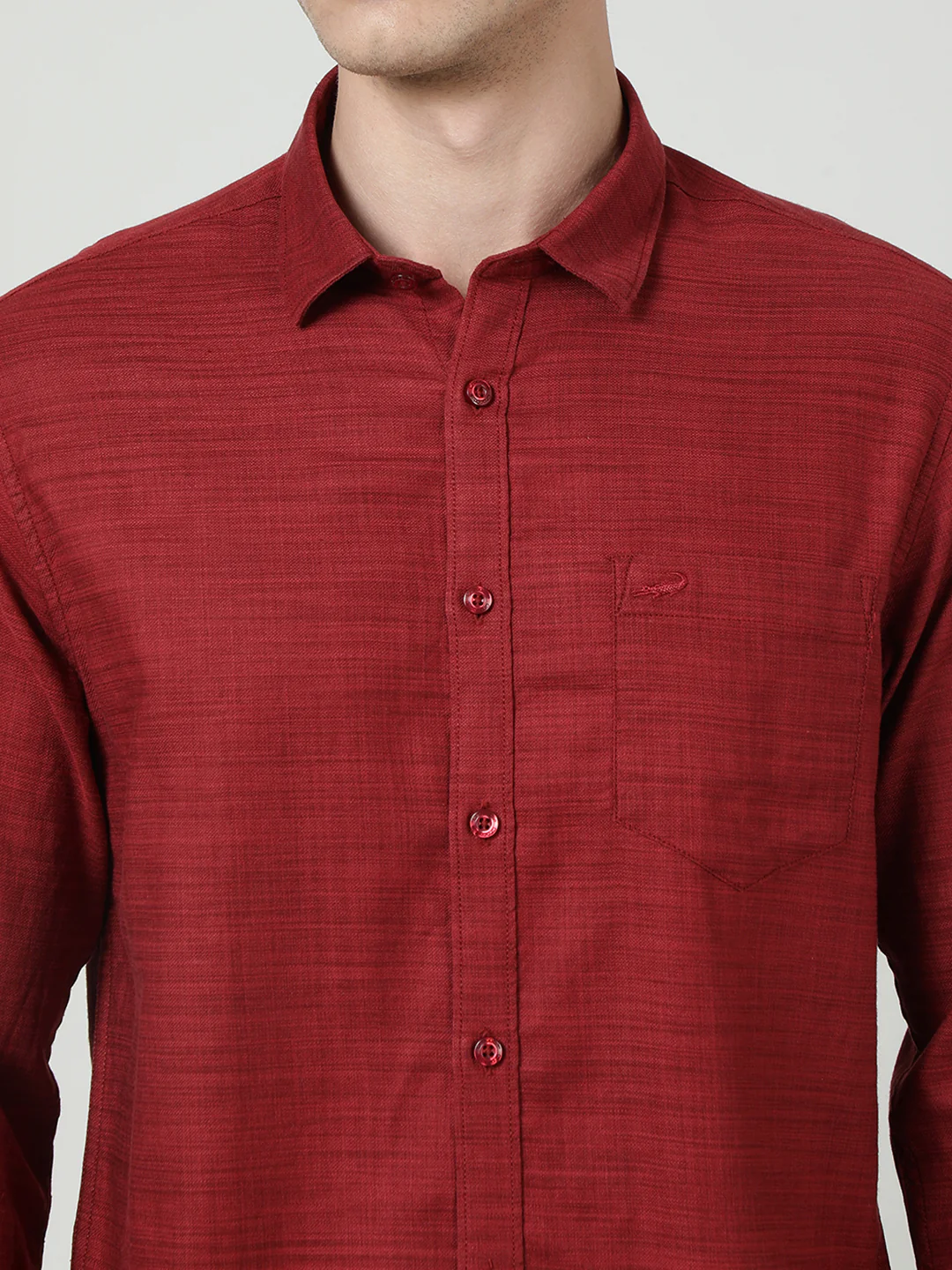 Light Red Solid Full Sleeve Shirt