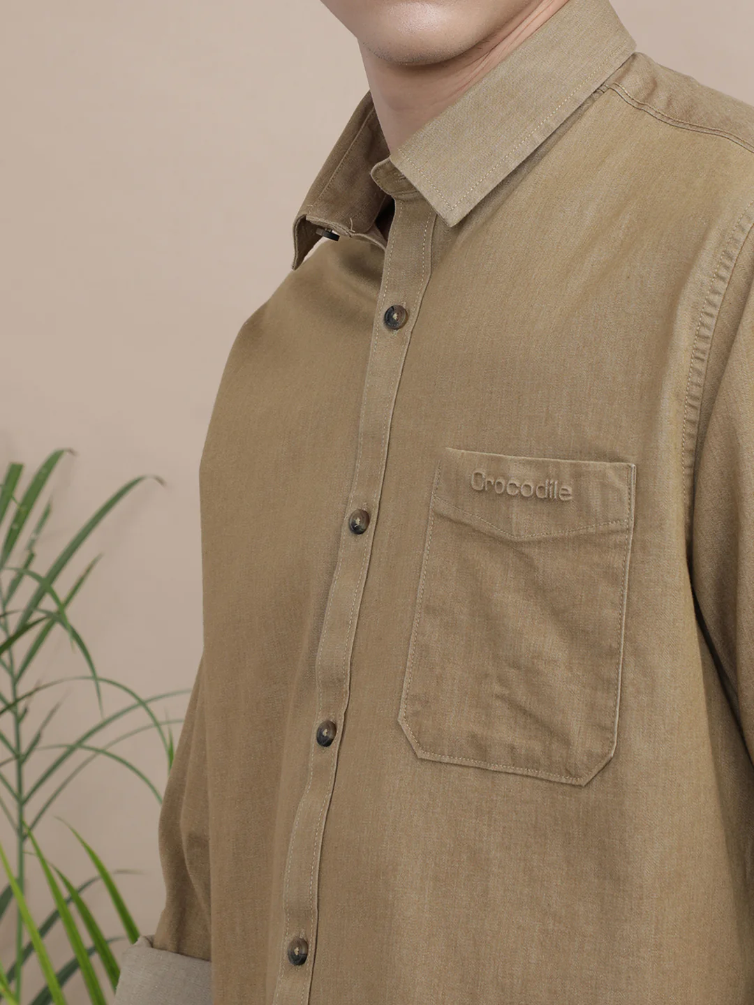 Solid Brown Full Sleeve Casual Shirt