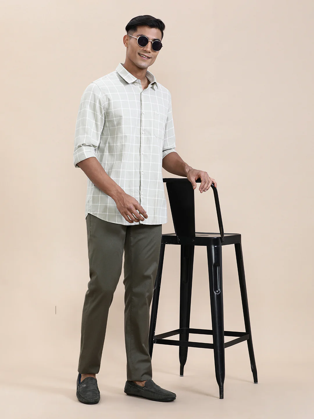 Grey Windowpane Lightweight Shirt