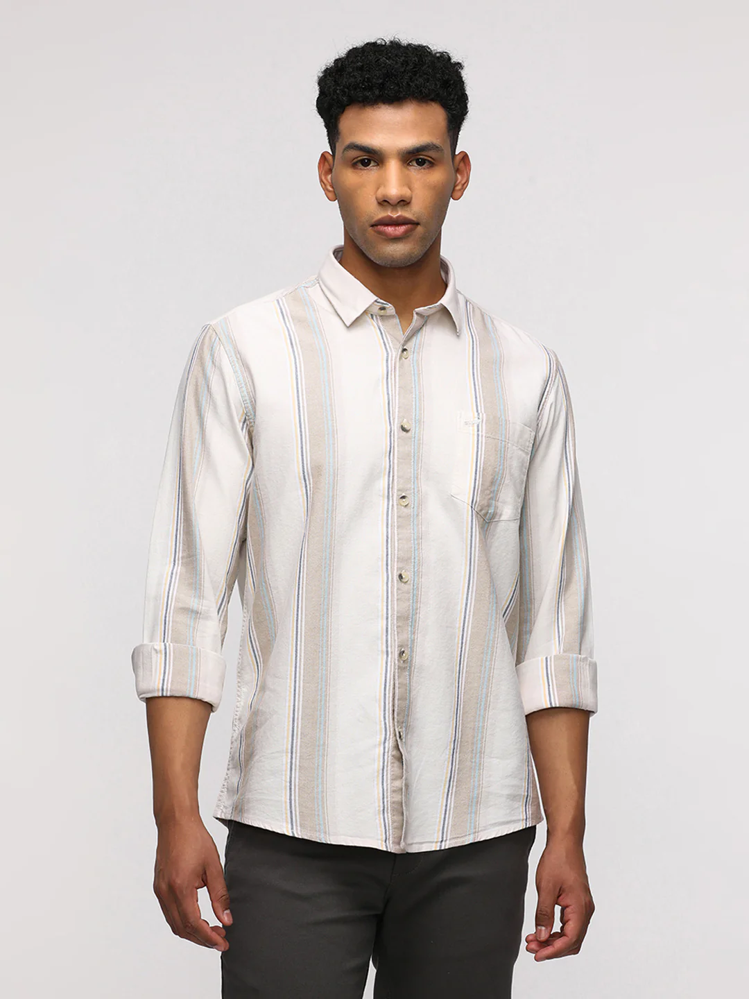 Comfort Fit Sport Beige Shirt for Elegant Style