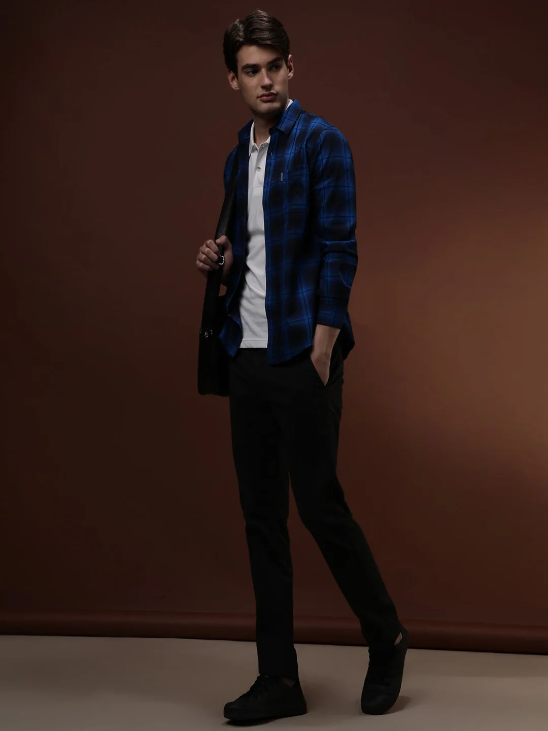 Royal Blue Checked Full Sleeve 100% Cotton Shirt