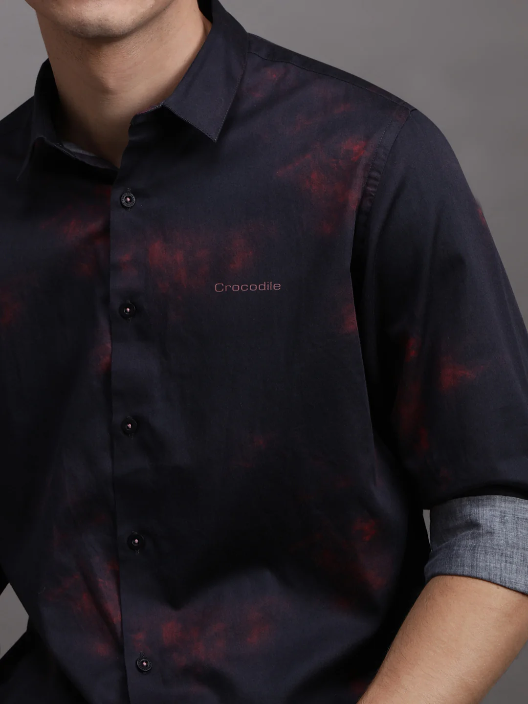 Casual Black Printed Full Sleeve 100% Cotton Shirt