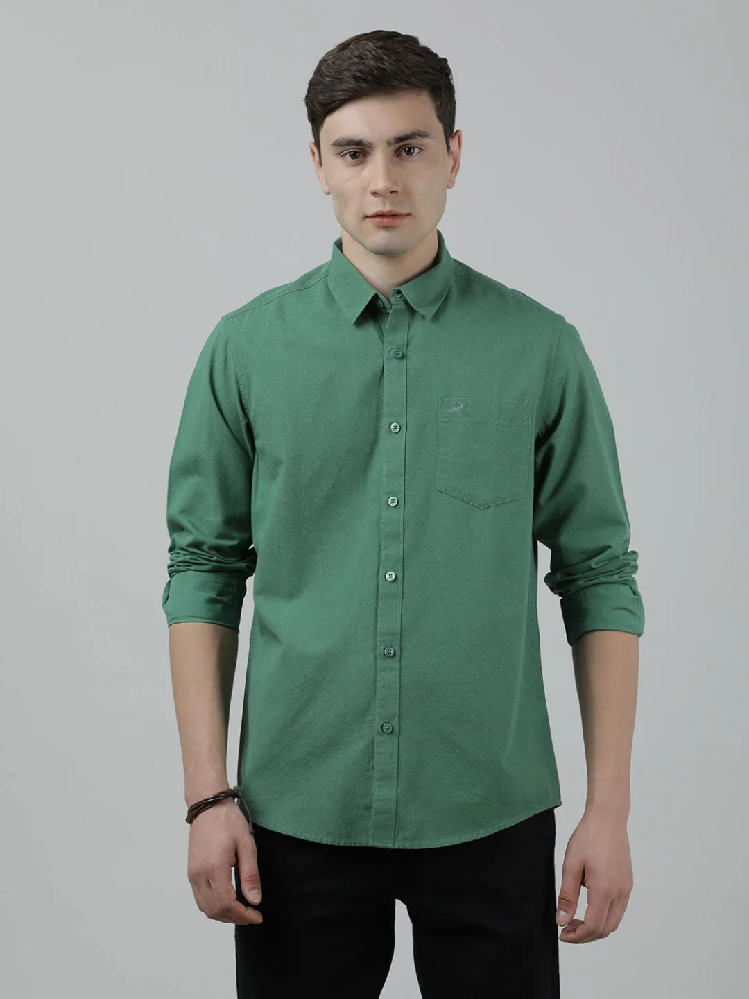 Green Casual Printed Full Sleeve 100% Cotton Shirt