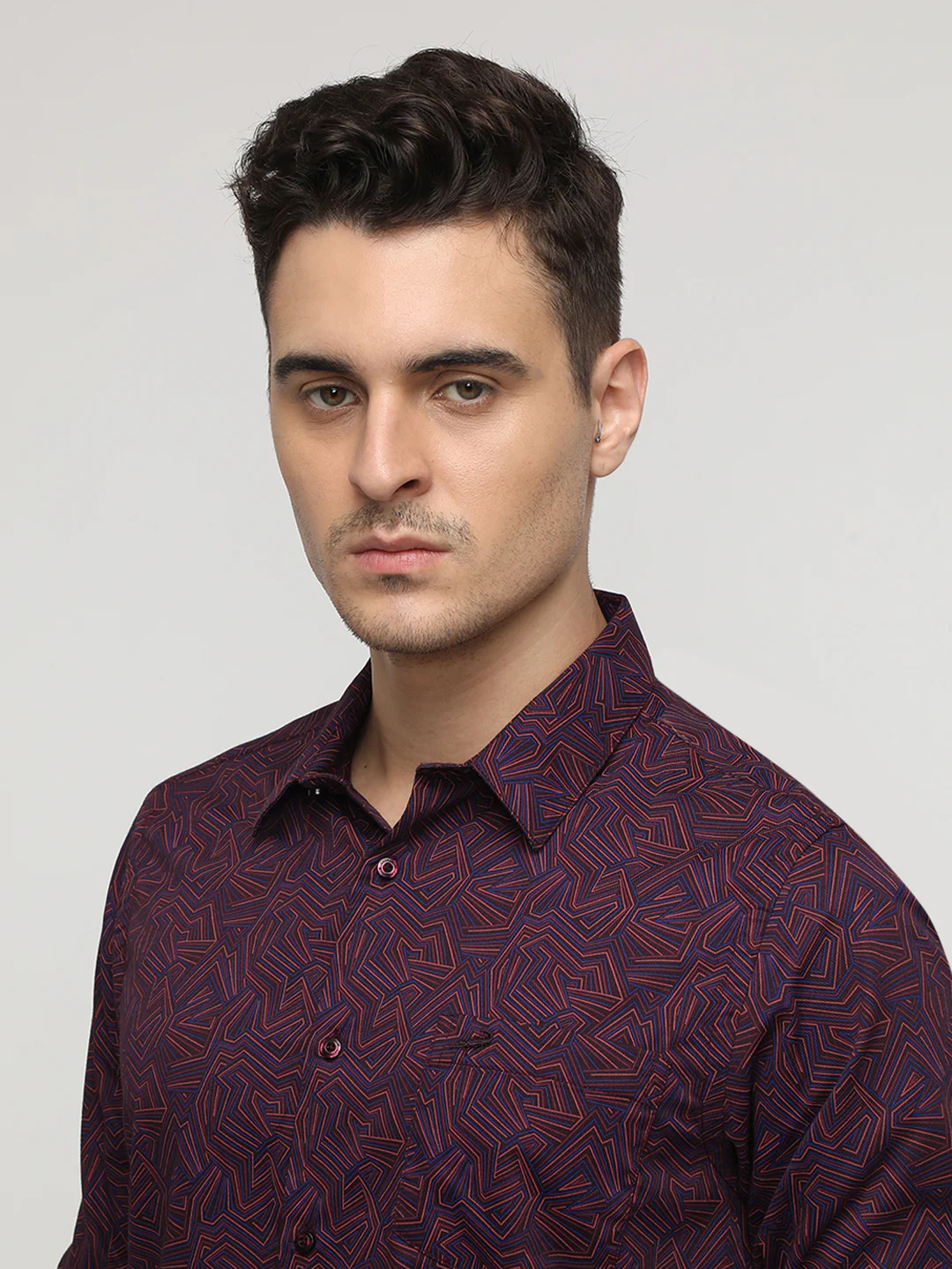 Wine Abstract Print Premium Textured Shirt