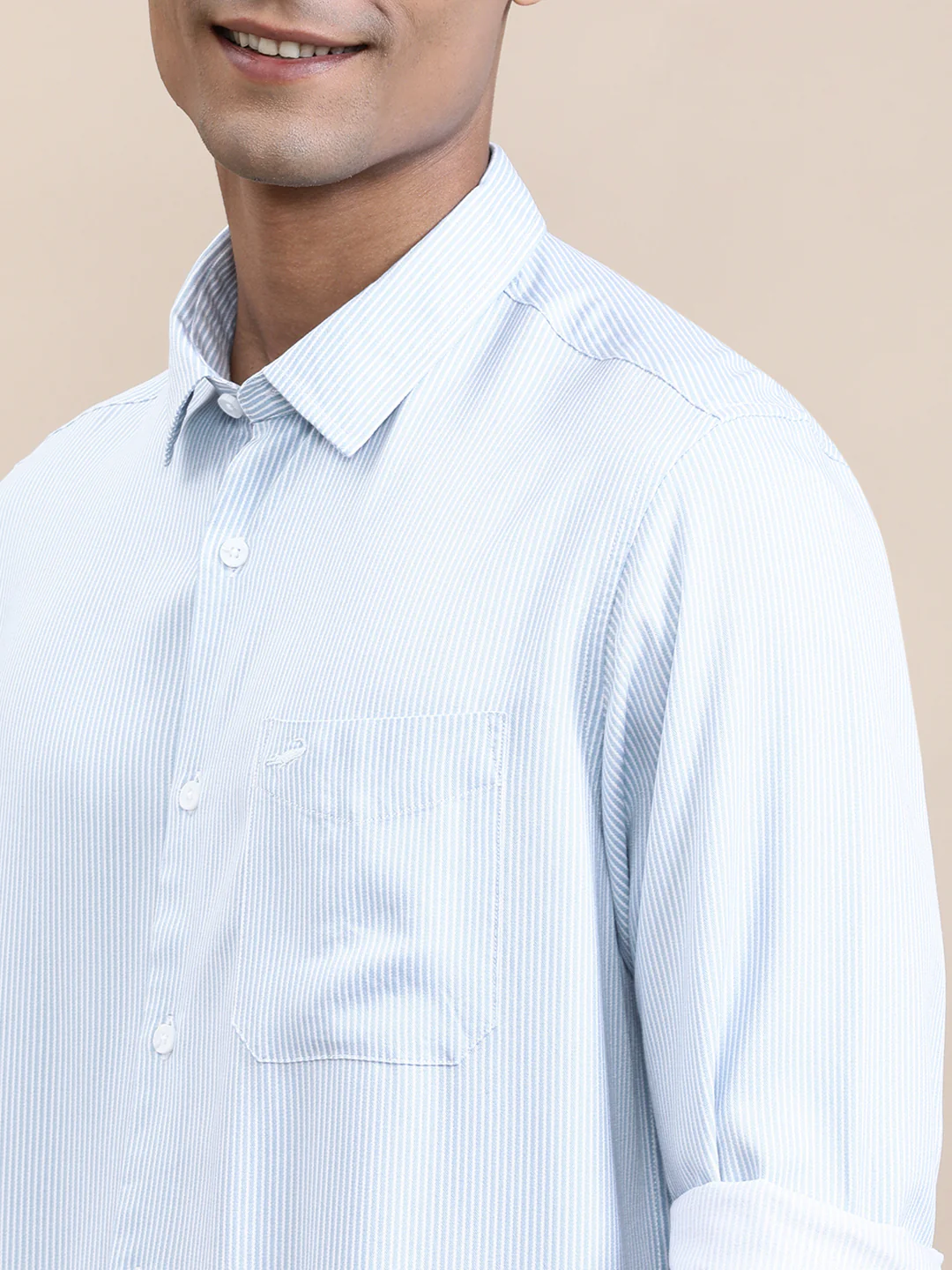 Luxury Soft Blue Stripe Fluid Shirt