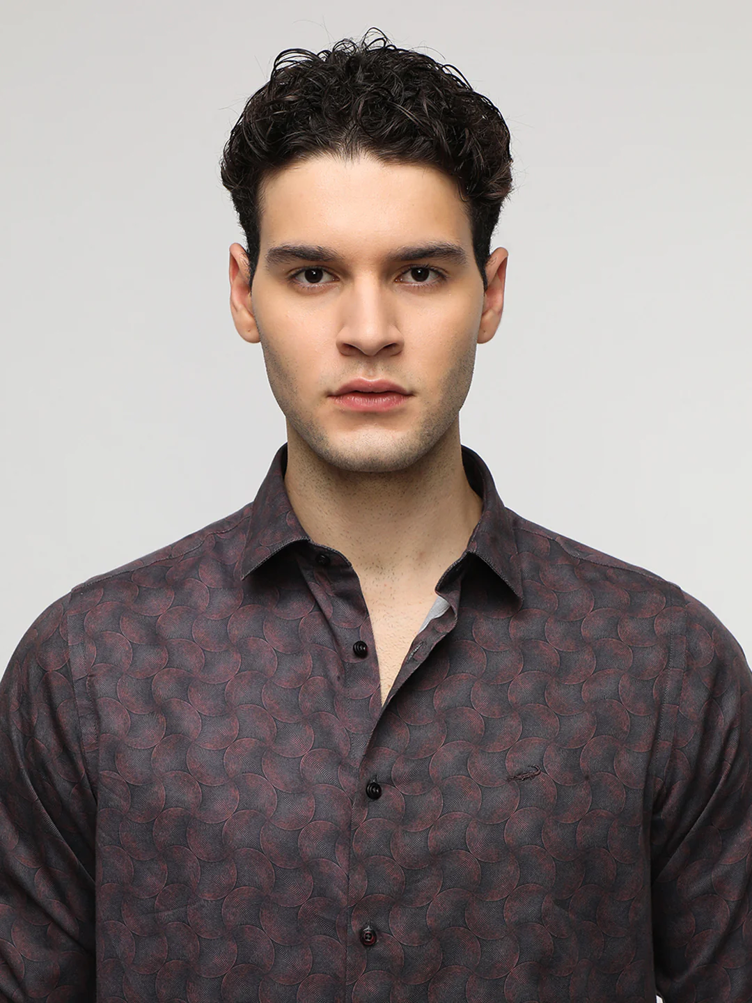 Rust Groovy Textured Premium Printed Shirt