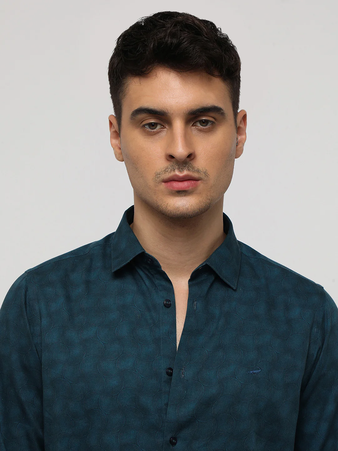 Teal Groovy Textured Premium Printed Shirt