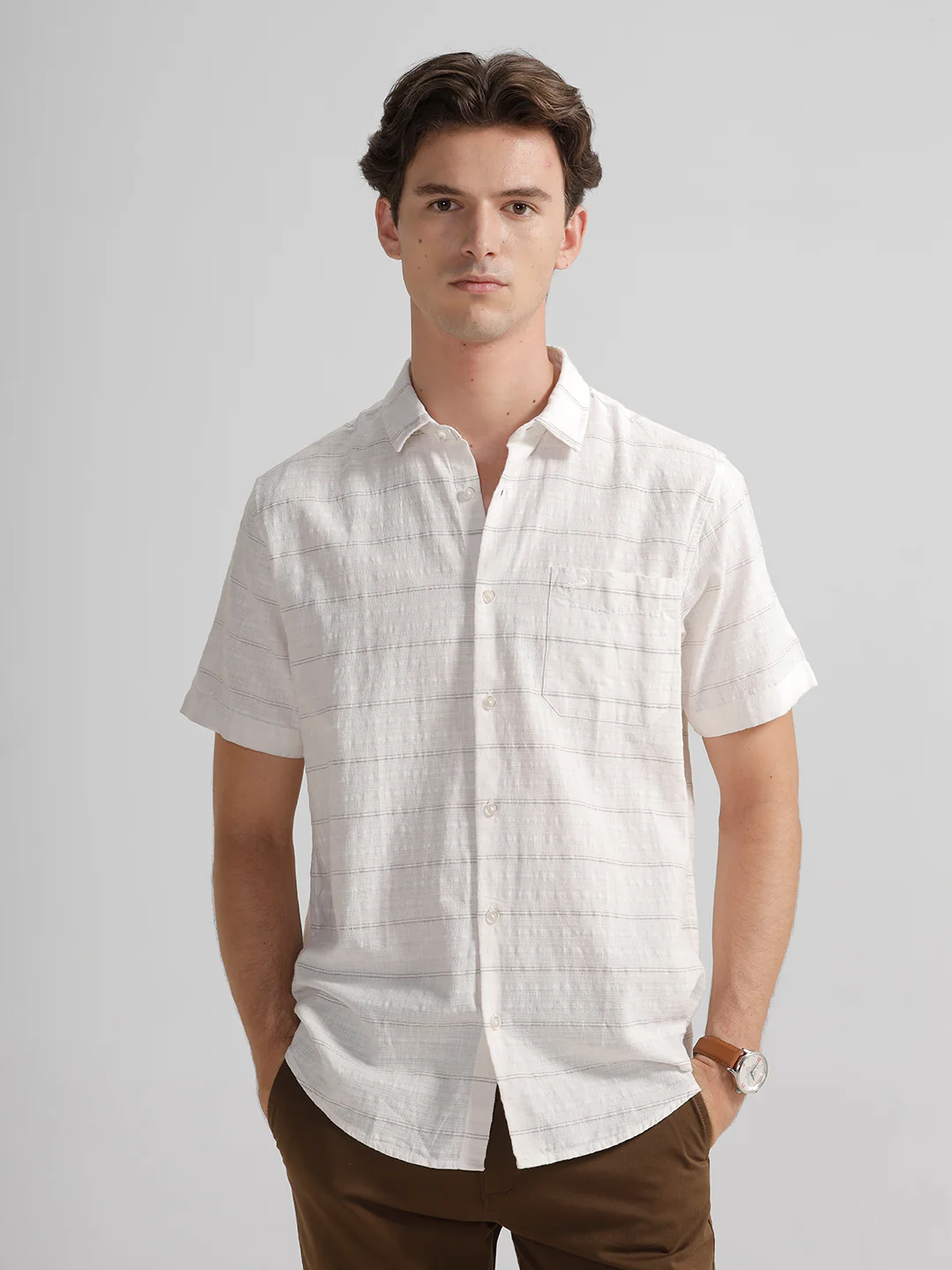 100% Cotton Tactile Stripe Shirt