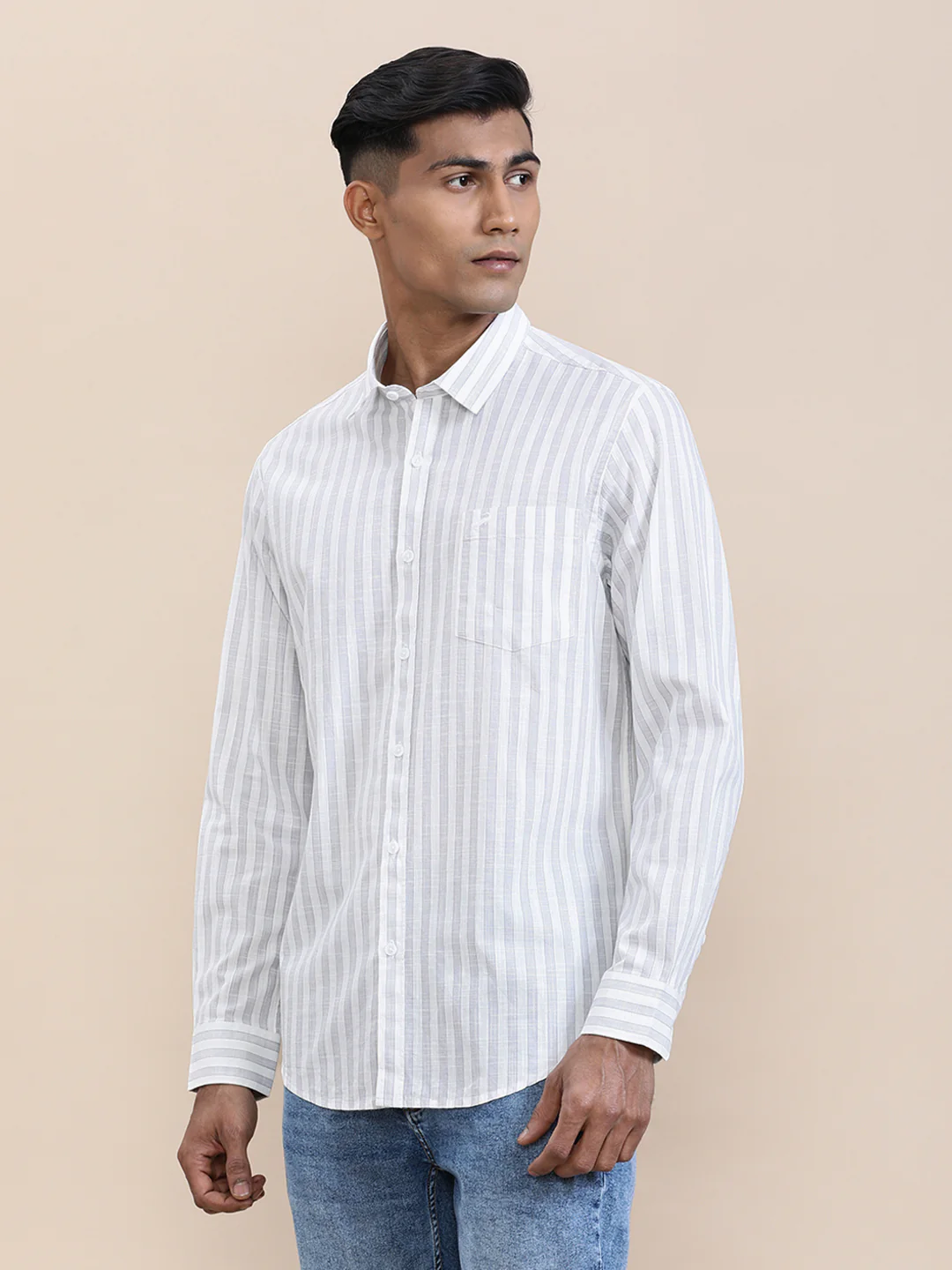 Stripe Textured Comfort Fit Shirt Purple