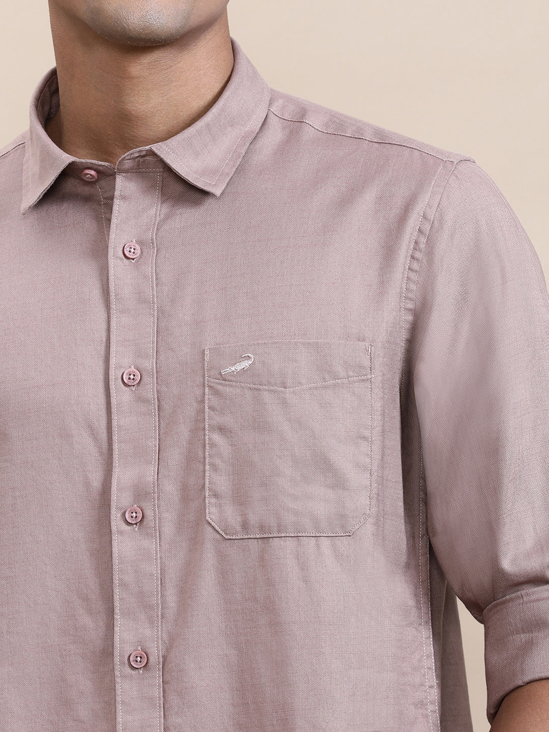 Pure Cotton Textured Full Sleeve Shirt Pink