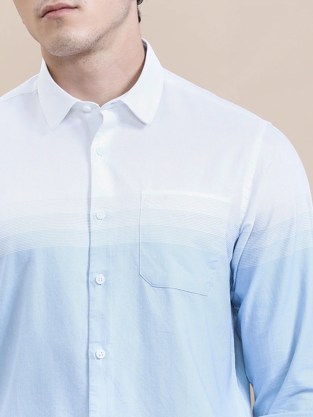 White Engineered Stripe Full Sleeve Shirt