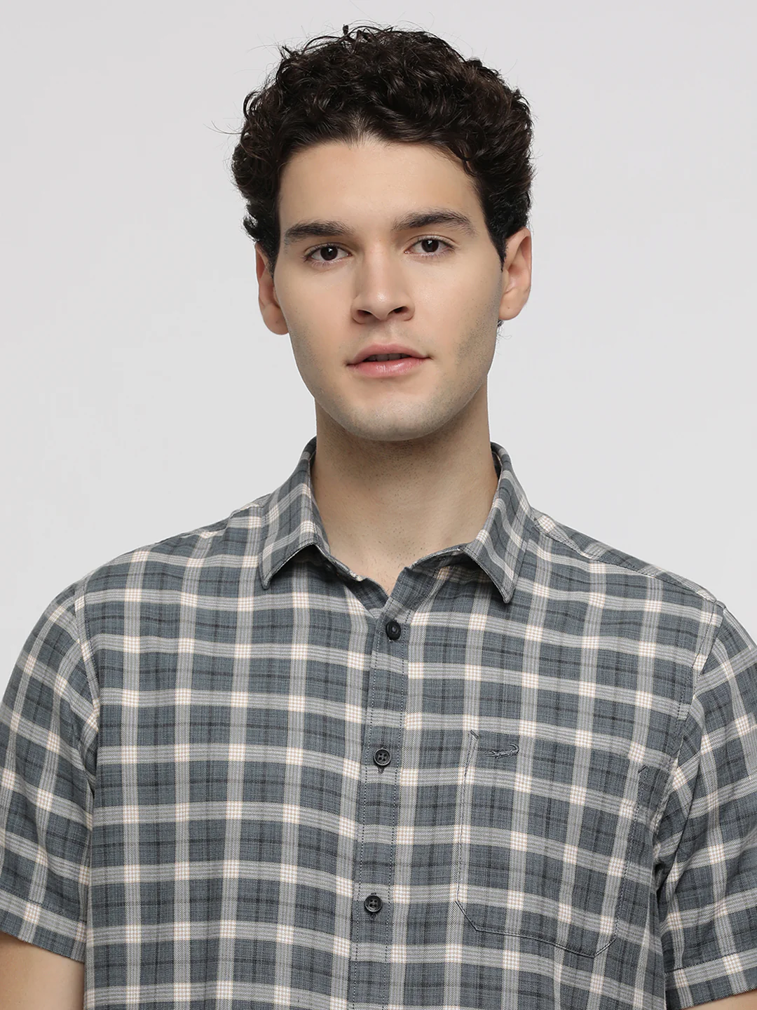 Blue Melange Check Shirt