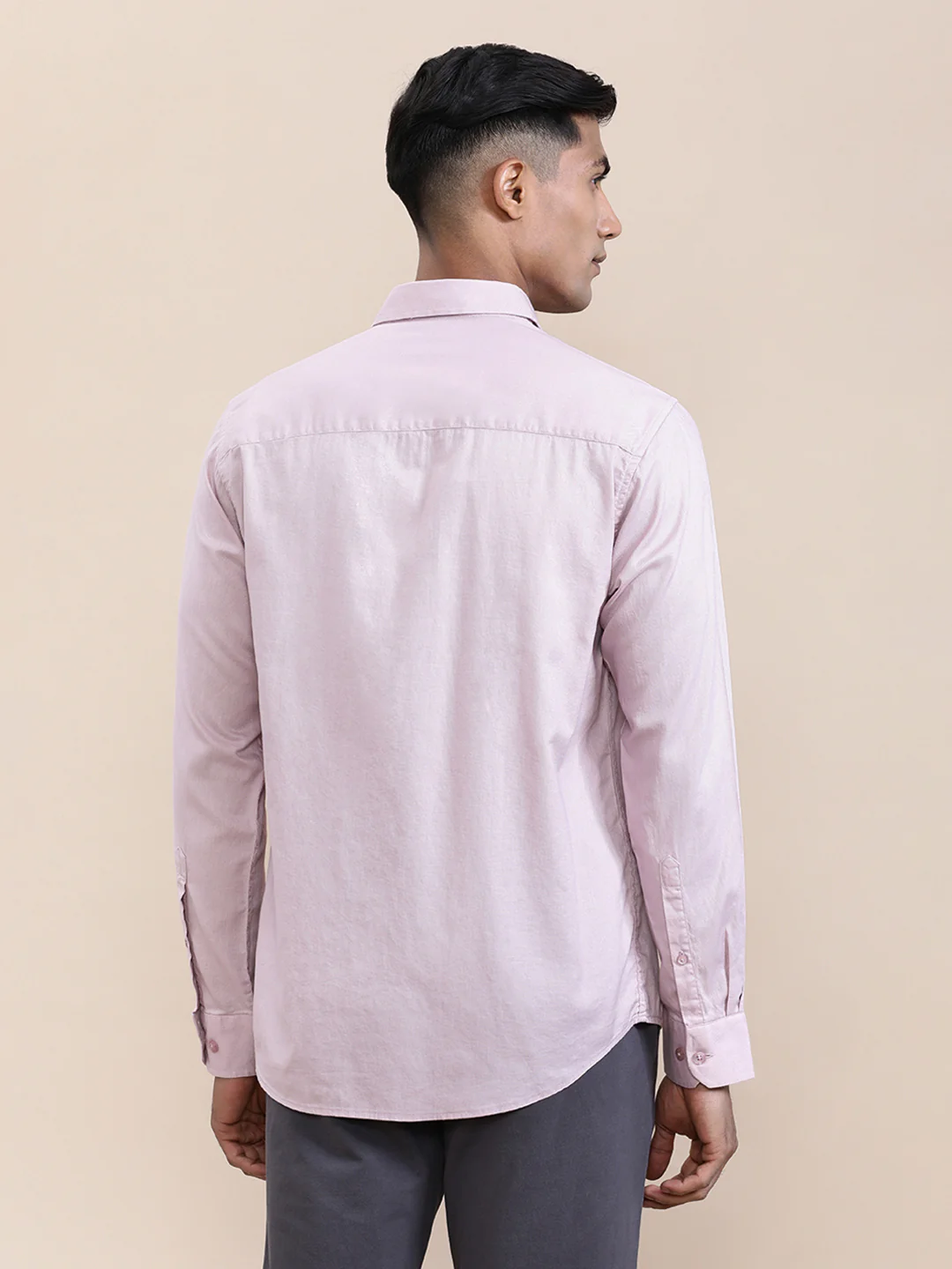 Cotton Textured Full Sleeve Shirt Pink