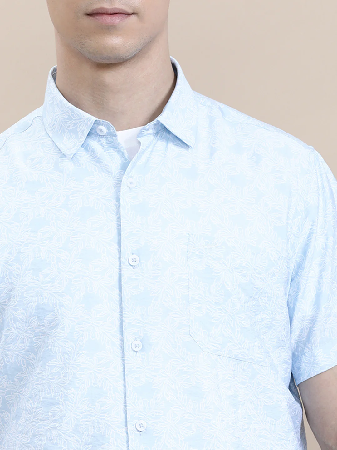 Printed Crinkled Effect Fluid Half Sleeve Shirt