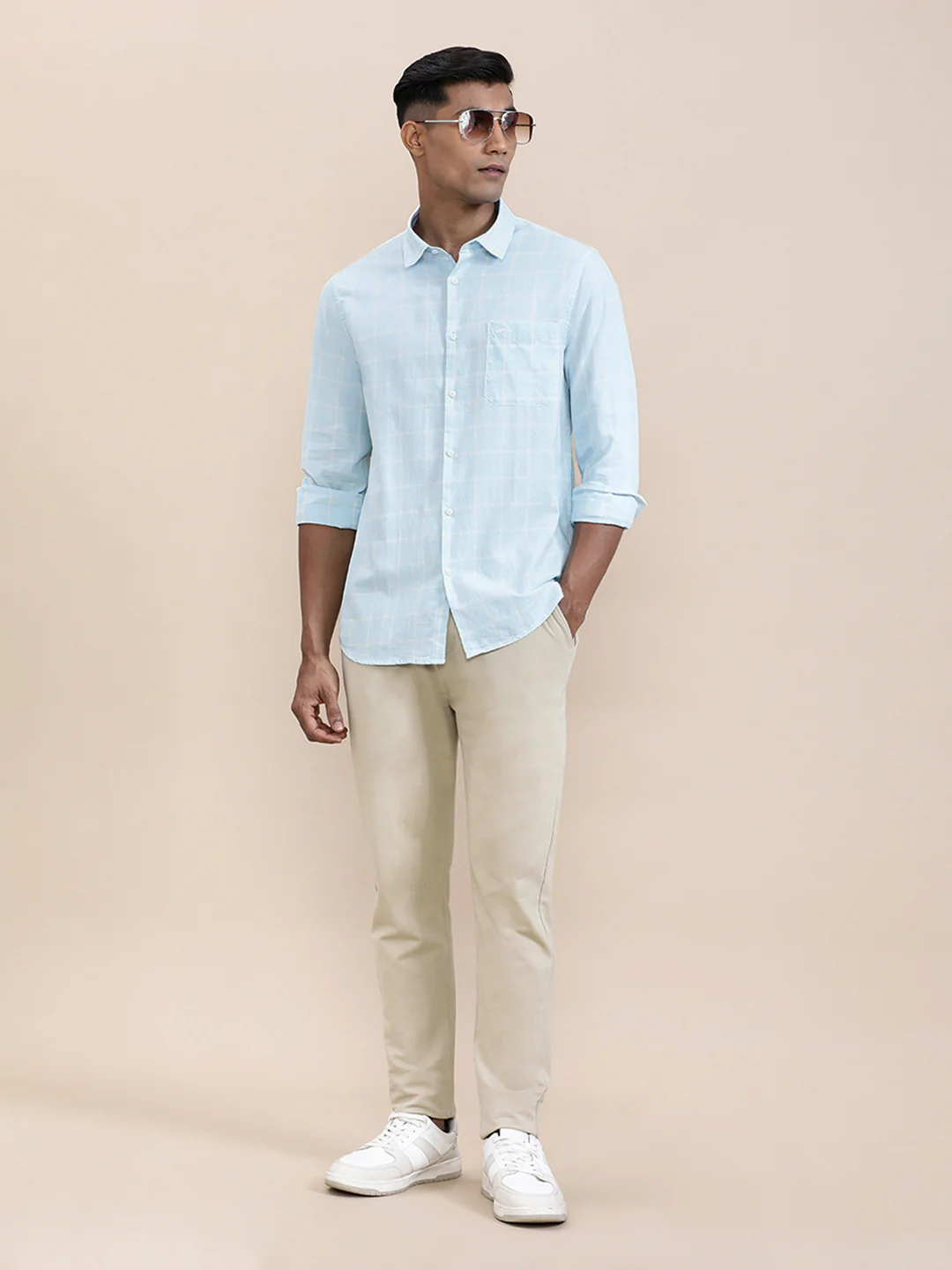 Blue Windowpane Lightweight Shirt