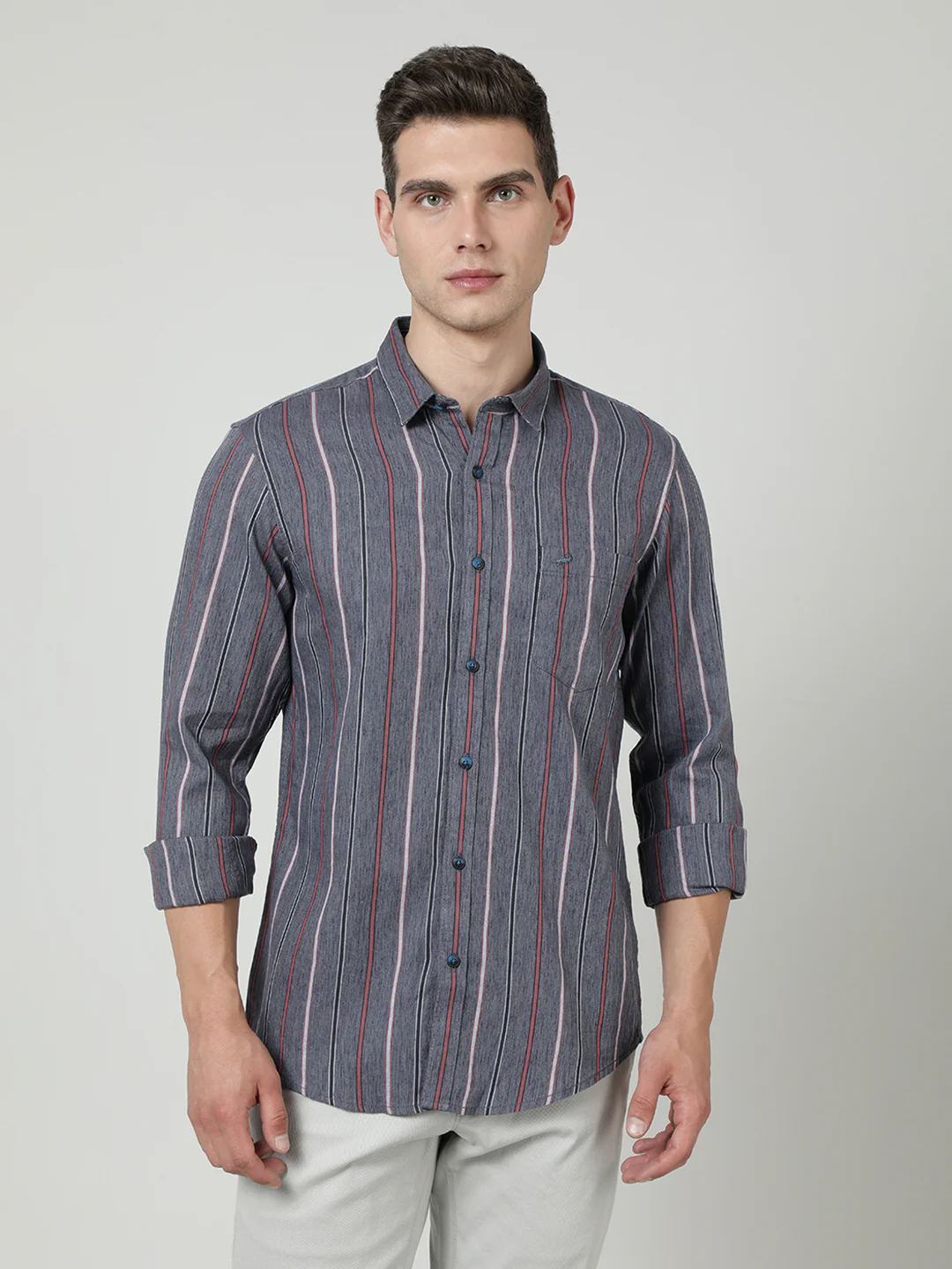 Blue Striped Full Sleeve Casual Shirt
