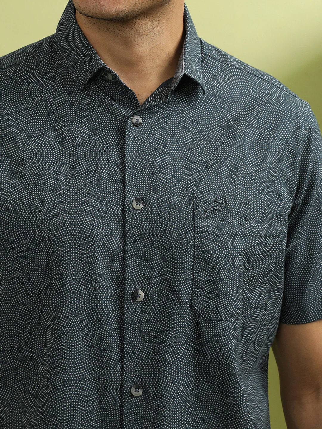 Grey Printed Half Sleeve 100% Cotton Shirt