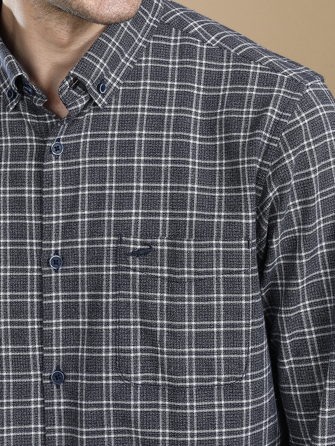 Cotton Grindle Check Shirt Navy
