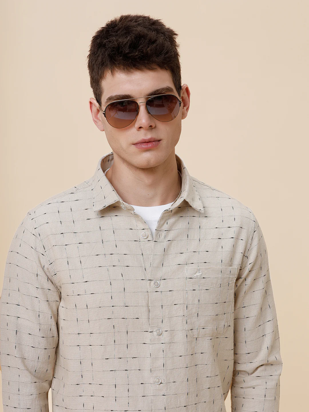 Cotton Fancy Yarn Natural Shirt