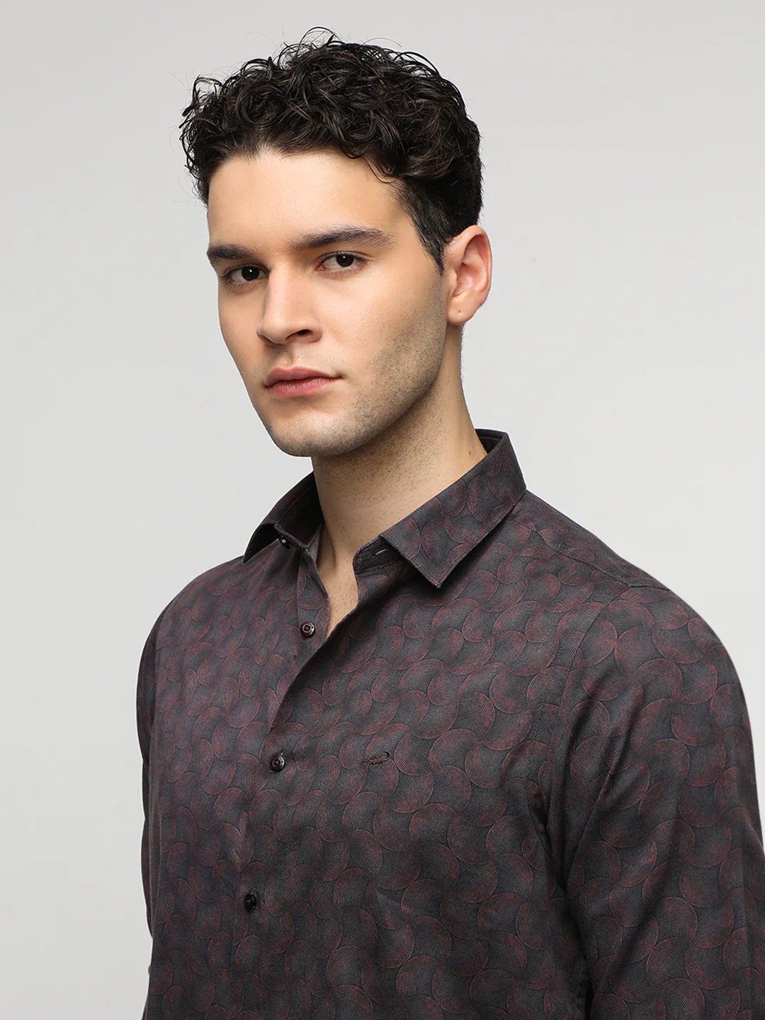 Rust Groovy Textured Premium Printed Shirt