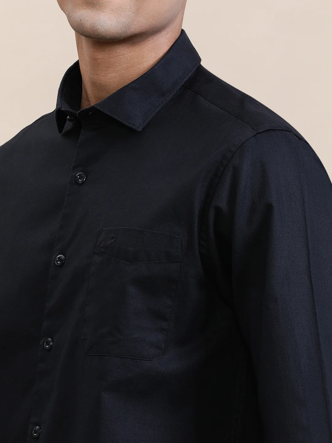Black Mercerized Lyocell Blend Shirt