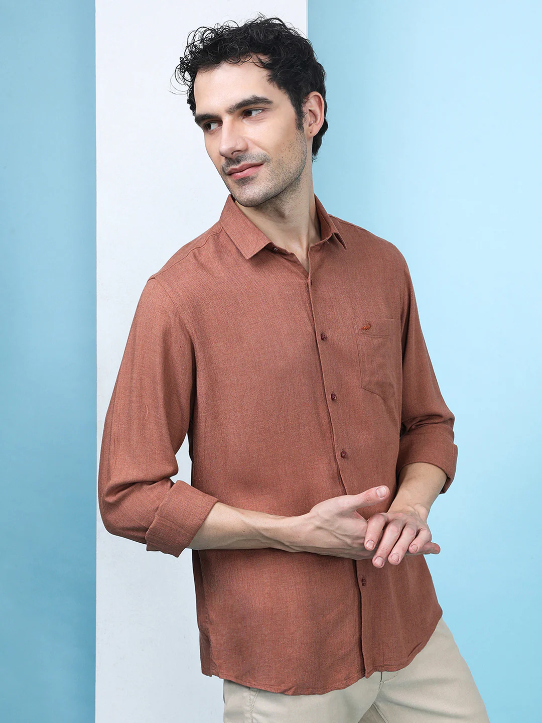 Ultra Soft Premium Viscose Melange Shirt Rust