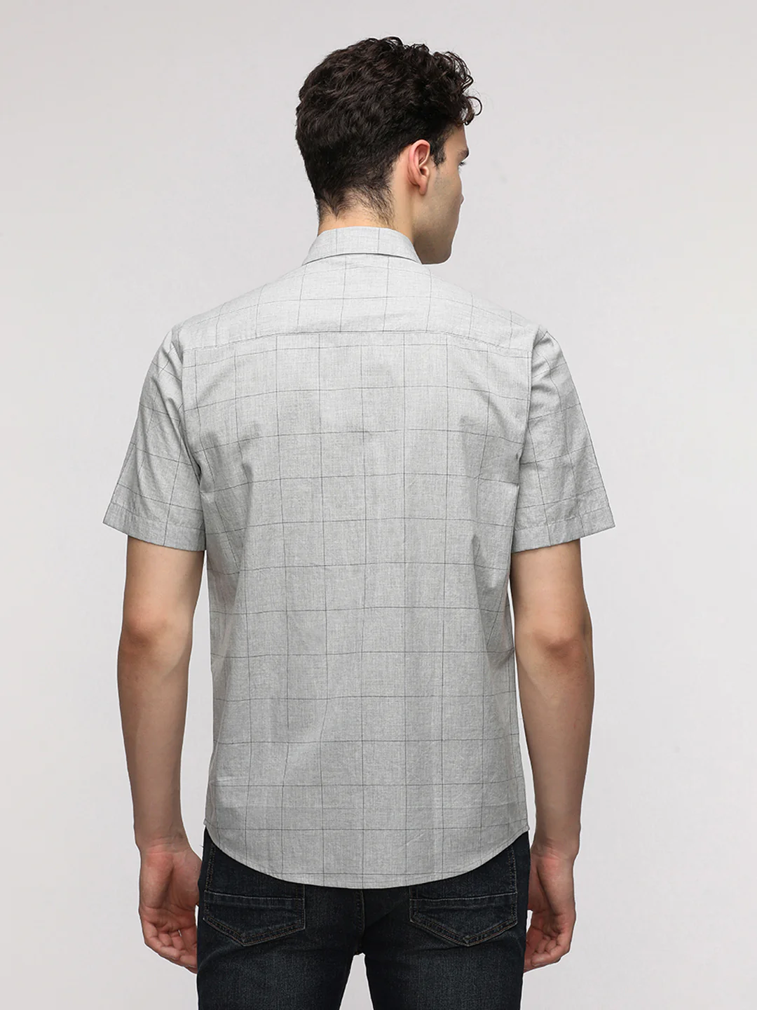 Light Grey Melange Checks Shirt