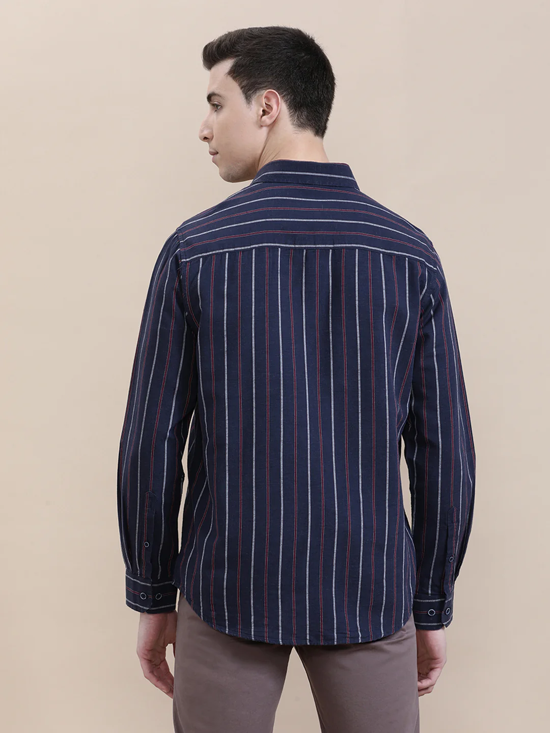 Linen Blend Striped Full Sleeve Shirt