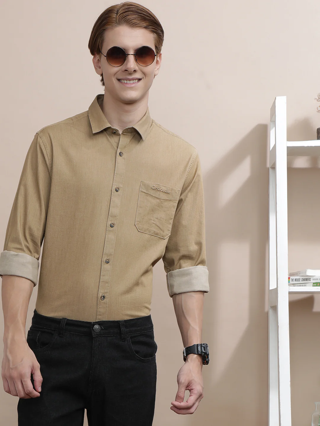 Solid Brown Full Sleeve Casual Shirt