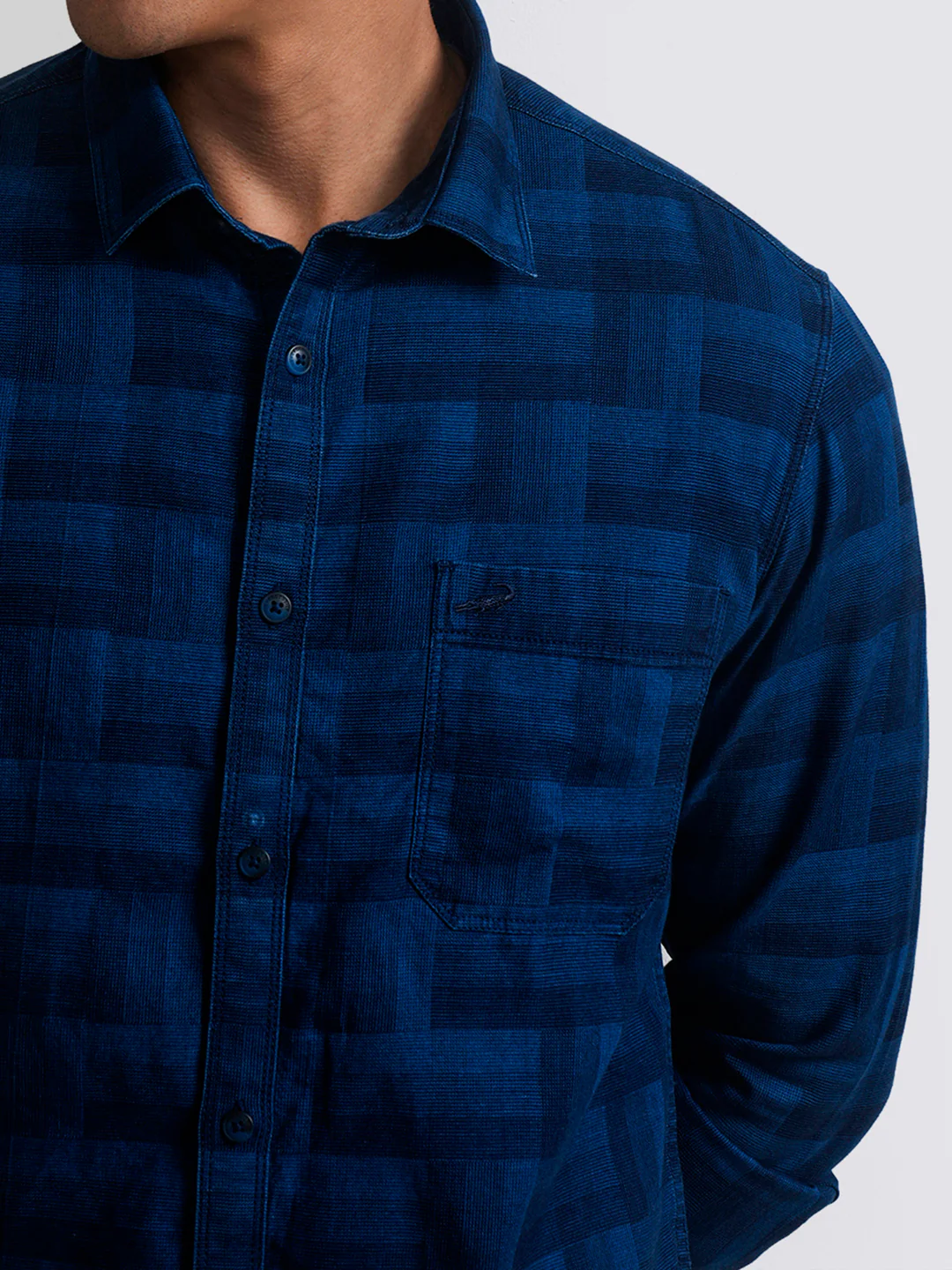 Jacquard Check Indigo Dyed Special Wash Shirt