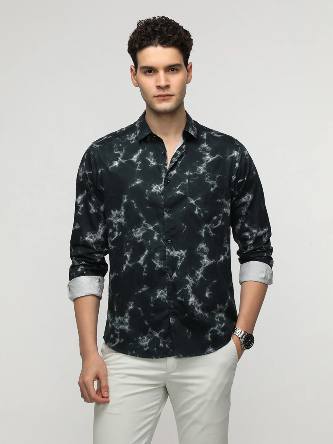 Black Smoky Gothic Printed Shirt