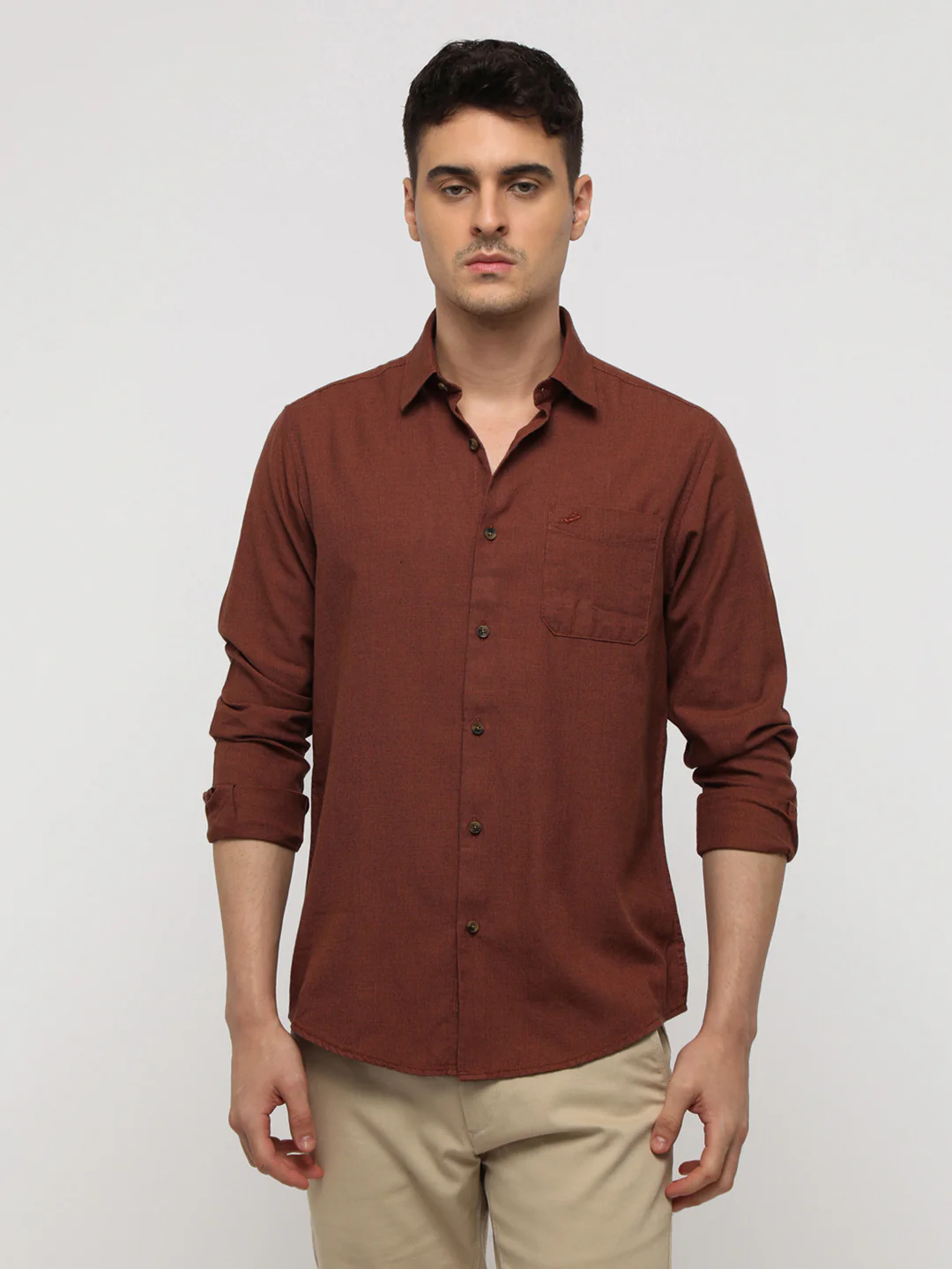 Dual Tone Rust Permium Textured Shirt