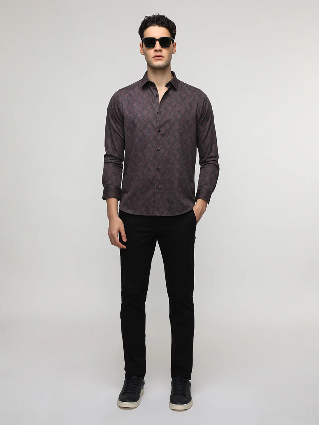Rust Groovy Textured Premium Printed Shirt