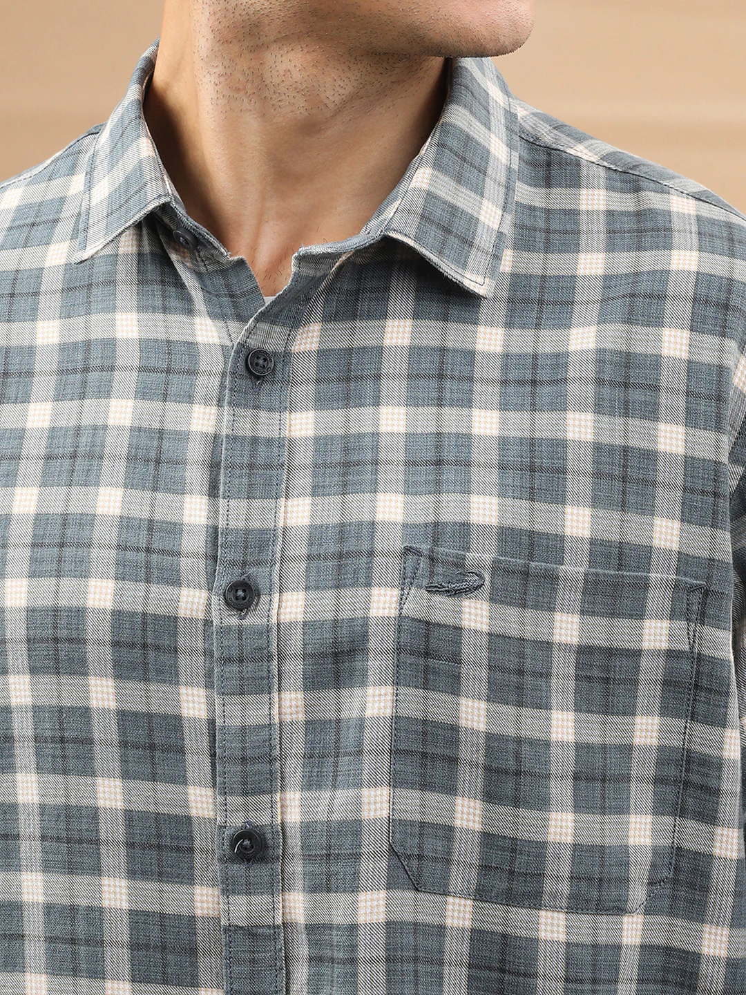 Lyocell Blend Check Shirt Dk Blue
