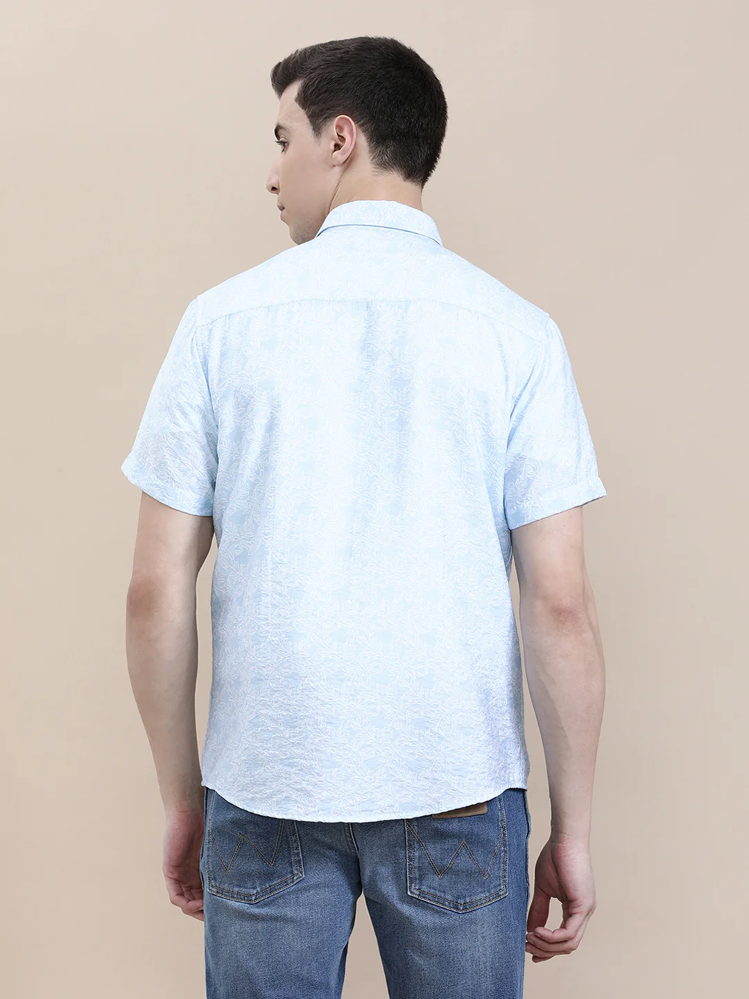 Printed Crinkled Effect Fluid Half Sleeve Shirt