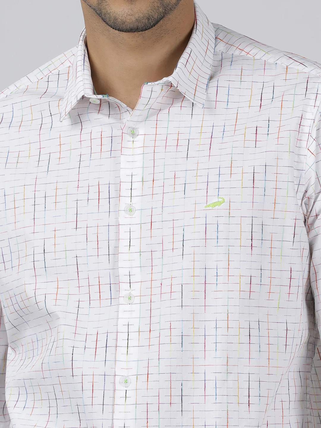 Printed White Full Sleeve 100% Cotton Shirt