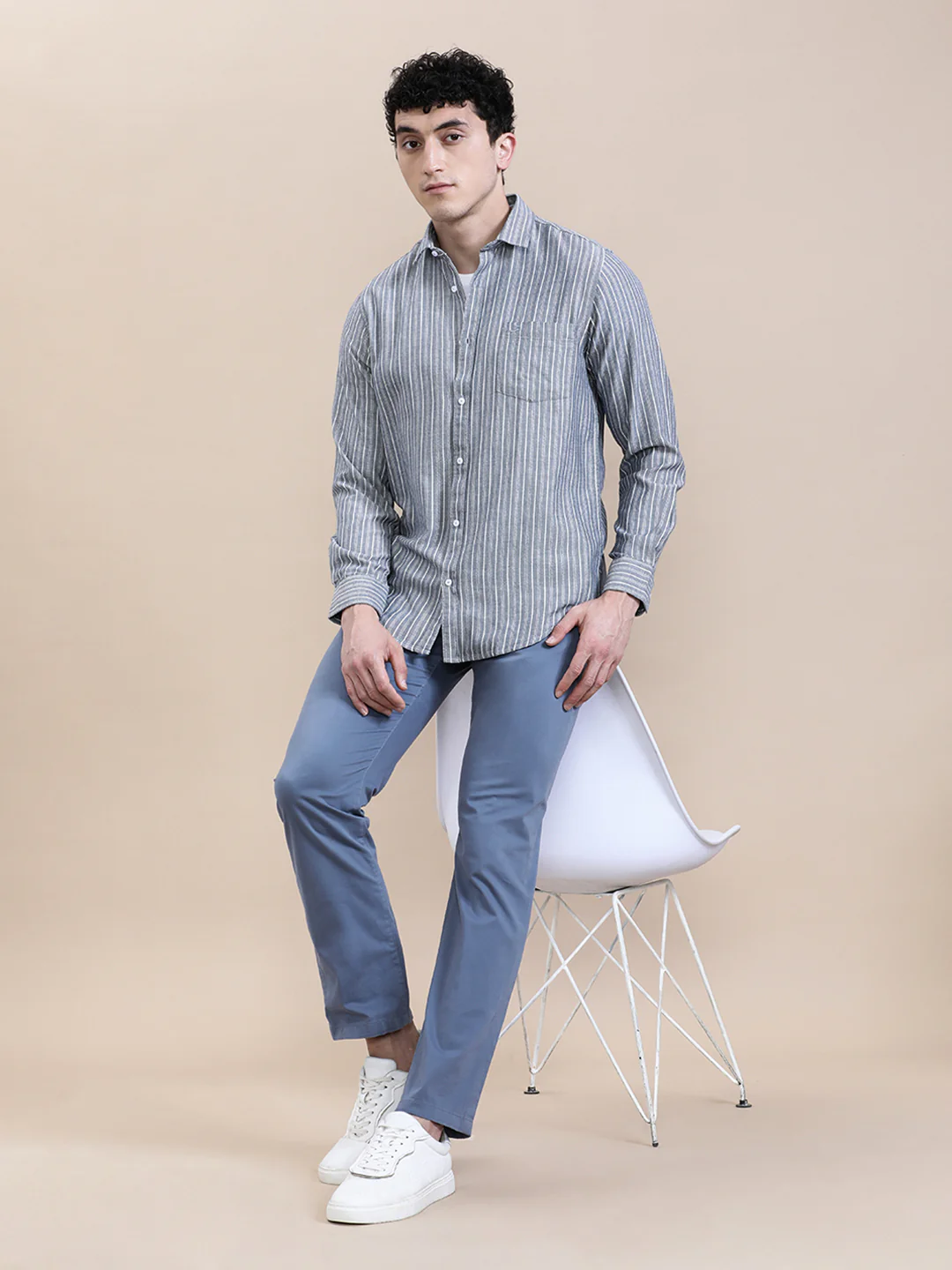 Classic Blue Striped Comfort Fit Shirt