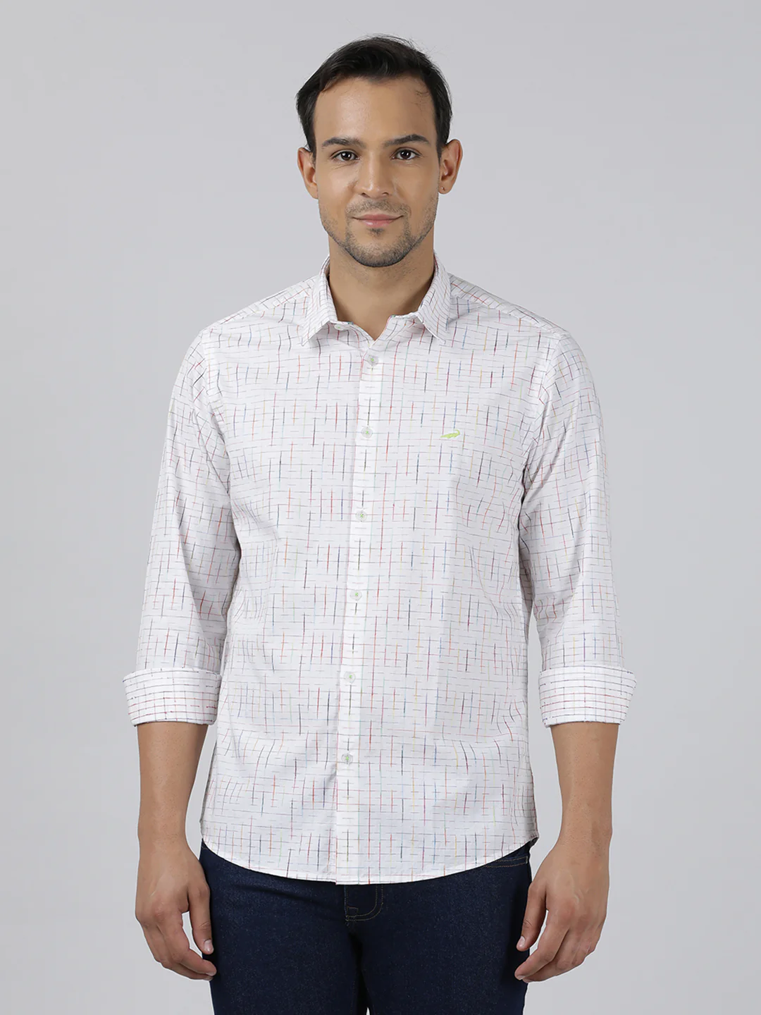 Printed White Full Sleeve 100% Cotton Shirt