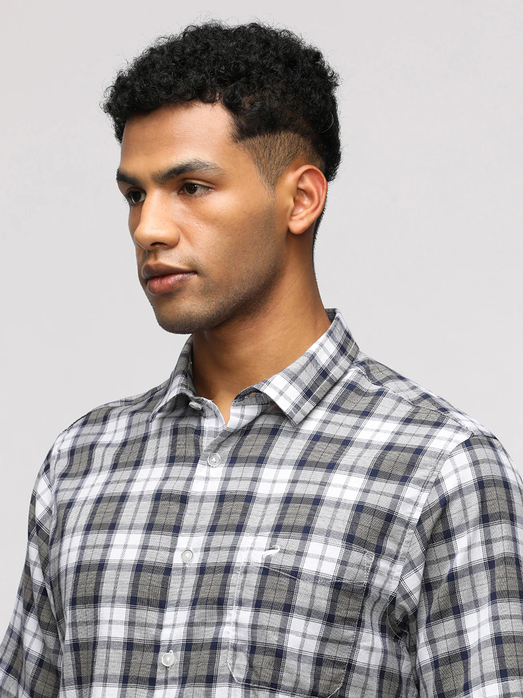 Half Sleeve White Checked Shirt for Classic Style