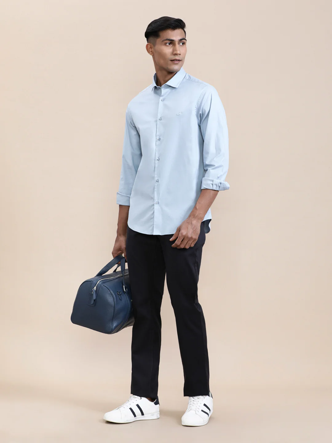 Mercerized Stretch Full Sleeve Shirt Blue